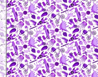 Mini I SPY fabric Purple- 100% Cotton TT-Gail CD2629 Purple - Mini I Spy Objects Ispy