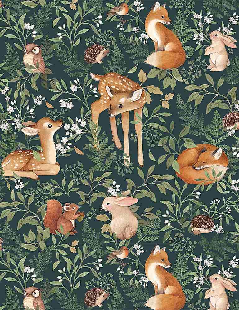 Little Fawn and Friends Forest Stories Cotton fabric- - 100% Cotton - Continuous cuts- STELLA-DNS1908  WILLOW