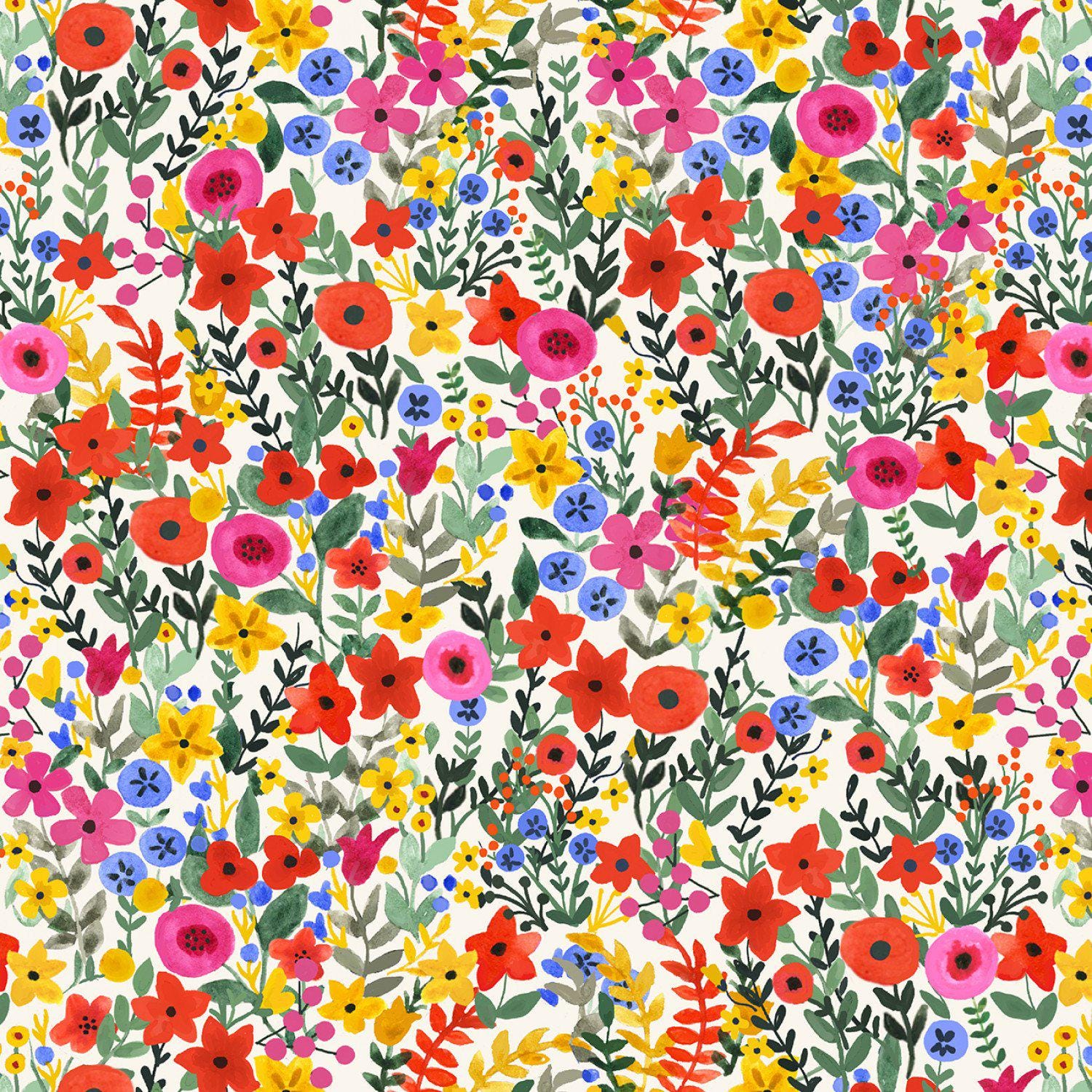 Chicken Littles 100% Cotton Fabric -Continuous Cuts - Fat Quarters - 1/2 yard - Fast shipping! Windham Fabrics  54089 1 Ivory Garden Party