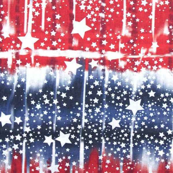 Patriotic Tie Die Fabric- 1/4 yard, 1/2 yard, Fat Quarter - 100% Cotton - continuous cuts