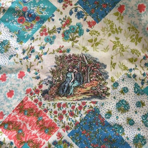 Vintage Patchwork Print cotton fabric  - Fat Quarter - 100% Cotton - by the 1/2 yard- continuous cuts