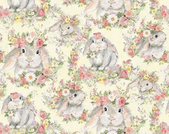 Susan Winget Hello spring Bunny Easter cotton fabric- Fat Quarters- 100% Cotton- by the yard