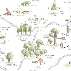 End of Bolt - Winnie the Pooh Map Fabric- 100% Cotton - Springs Creative 77198-A620715 Winnie the Pooh Map