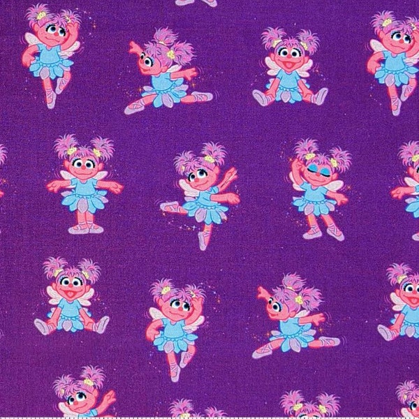 Sesame Street Abby Cadabby Fabric- 1/4 yard, 1/2 yard, Remnant - Fat Quarter - 100% Cotton -