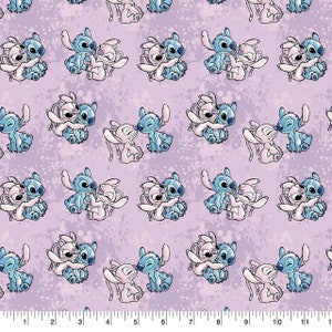 LILO and Stitch Angel Watercolor cotton fabric- 1/4 yard, 1/2 yard- Fat Quarter - 100% Cotton - continuous cuts!
