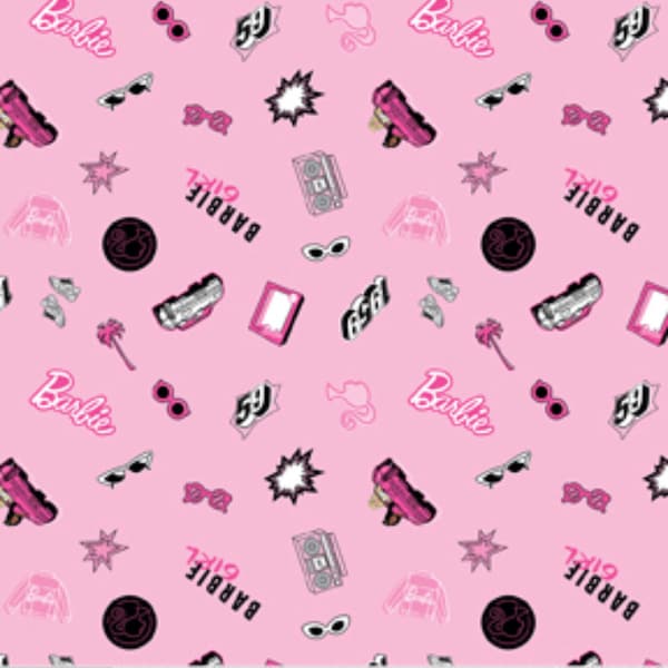 Barbie Cotton fabric- 1/4 yard, 1/2 yard, continuous cuts - Fat Quarter - 100% Cotton -