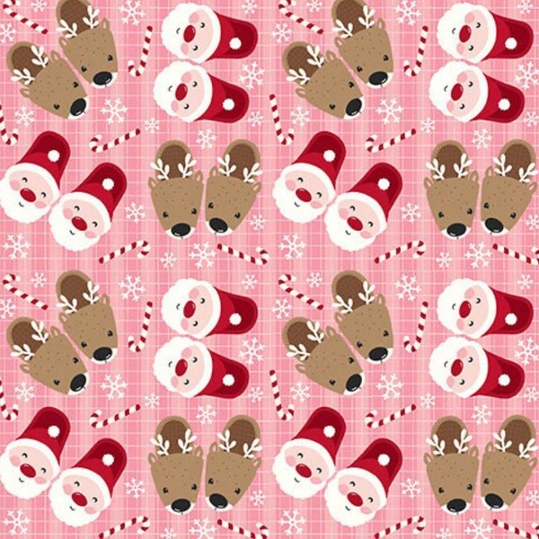 Snow and Hot Cocoa Slipper Buddies holiday Fabric 3 Wishes Fabric- 100% Cotton - Continuous cuts