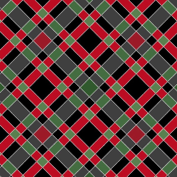 Maywood Studios Christmas Plaid Cotton Fabric -continuous cuts- by the 1/4 or 1/2 yards- fat quarters Christmas Night