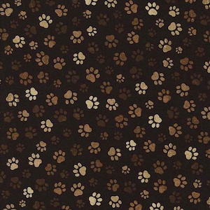 Happiness Has Paws Cotton fabric - Fat Quarters 100% Cotton - Continuous Cuts TT-PAW-C1846  MUD