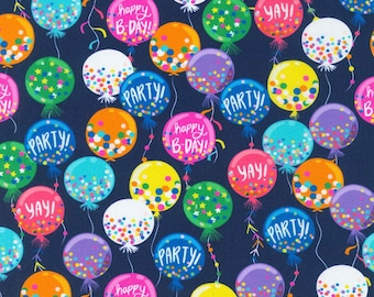 Robert Kaufman Birthday Party Cotton Fabric-party -fabric- Fat Quarter - 1/4 yd, 1/2 yd -100% Cotton - Happy Birthday