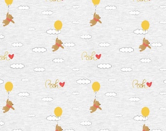 Winnie the Pooh Balloons and Clouds Cotton Fabric- 1/4 yard, 1/2 yard, - Fat Quarter - 100% Cotton - continuous cuts