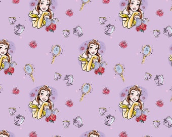 Belle Sketched CottonFabric - Beauty and the Beast- 1/4 yard, 1/2 yard - Fat Quarter - 100% Cotton -