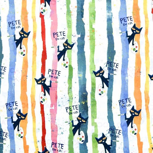 Pete the Cat cotton fabric- 1/4 yard, 1/2 yard, Remnant - Fat Quarter - 100% Cotton - continuous cuts