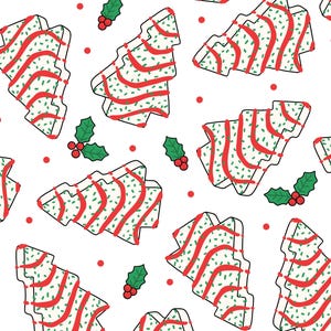 Christmas Tree Cakes Cotton fabric-   Fat Quarters - By the 1/2 Yard- 100% Cotton - Continuous Cuts