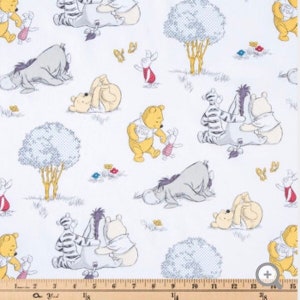 Winnie the Pooh Bear Togetherish Fabric- 1/4 yard, 1/2 yard- Fat Quarter - 100% Cotton - continuous cuts