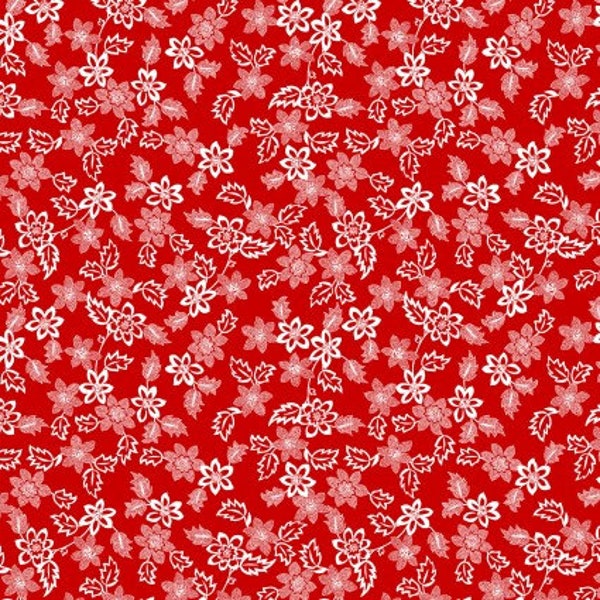 Red Rhapsody Dotted Blossoms - 100% Cotton -Continuous cuts KAS14077-10