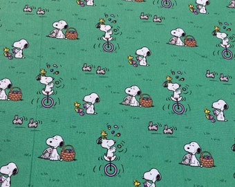 Snoopy and the gang on Easter fabric children fabric 100% cotton for Quilting and sewing Easter fabric Snoopy fabric kids fabric