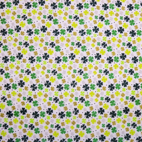 St. Patrick’s Day Shamrocks Clover Metallic Cotton fabric- 1/4 yard, 1/2 yard- Fat Quarters - 100% Cotton - continuous cuts