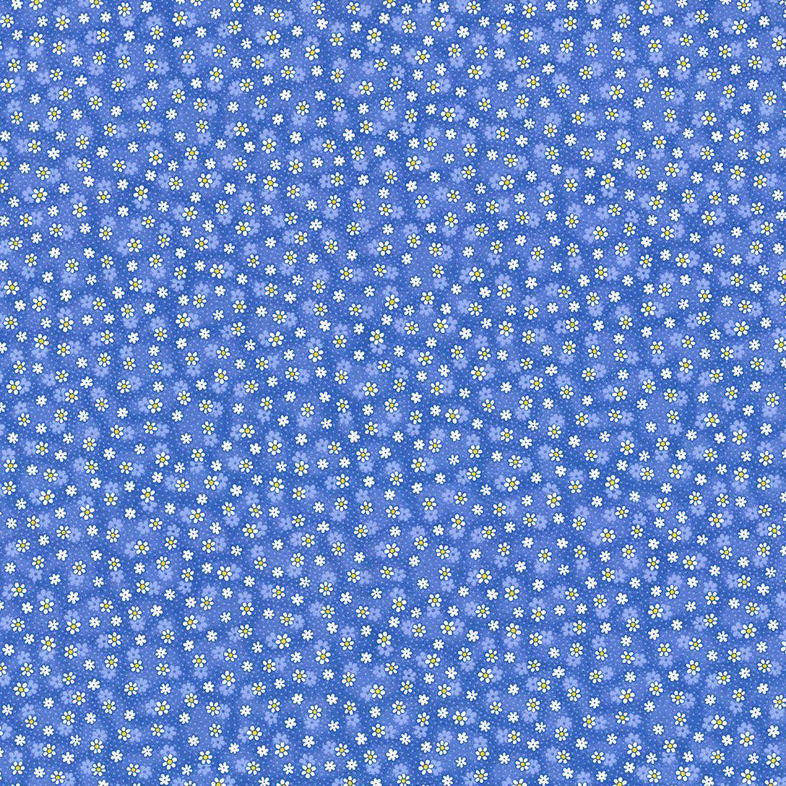 FT-Keepsake Calico 2076-B Blue - Packed Daisy and Dots 100% Cotton Fabric Continuous Cuts