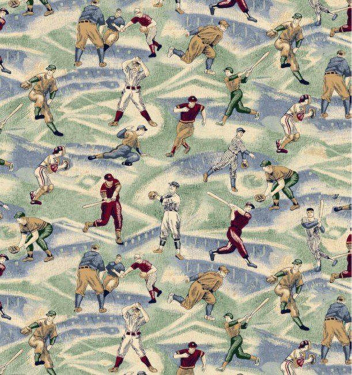 Vintage Baseball Sports Fabric -100% Cotton Baseball 81234 A62028 2034 ...