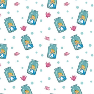 Alice in Wonderland Oh Dear cotton fabric- 1/4 yard, 1/2 yard- Fat Quarter - 100% Cotton -continuous cuts
