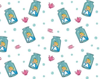 Alice in Wonderland Oh Dear cotton fabric- 100% Cotton -continuous cuts Licensed Fabric