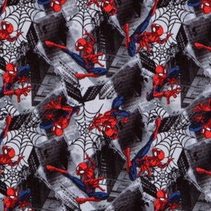 Spiderman Fabric - Fat Quarter - 100% Cotton - 1/2 yard, 1/4 yard - Continuous cuts