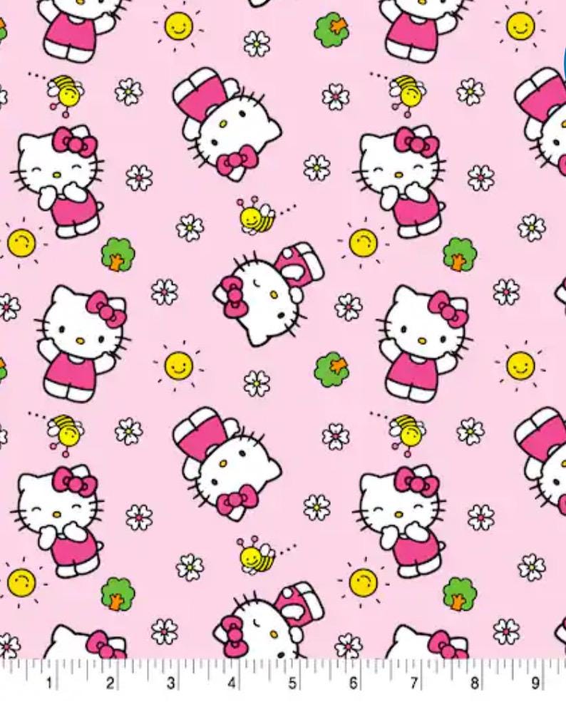 Hello Kitty pink Fabric- 100% Cotton - Fabric By Springs Creative - Licensed Fabric 17. Flowers and Bees