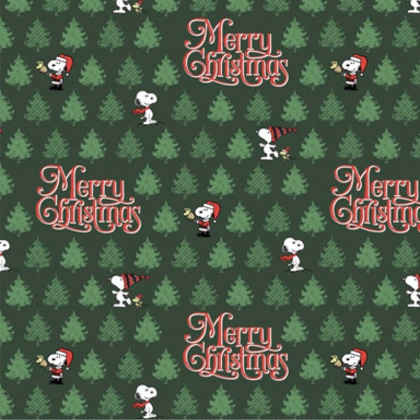 Peanuts Merry Christmas Snoopy  -character cotton fabric- by the 1/4 yard, 1/2 yard, - Fat Quarters - 100% Cotton