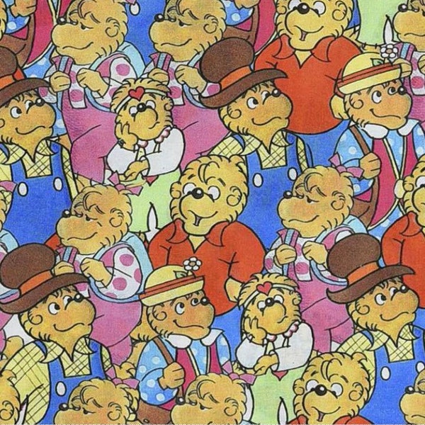 Berentstain Bears cotton fabric- 1/4 yard, 1/2 yard, Remnant - Fat Quarter - 100% Cotton - continuous cuts