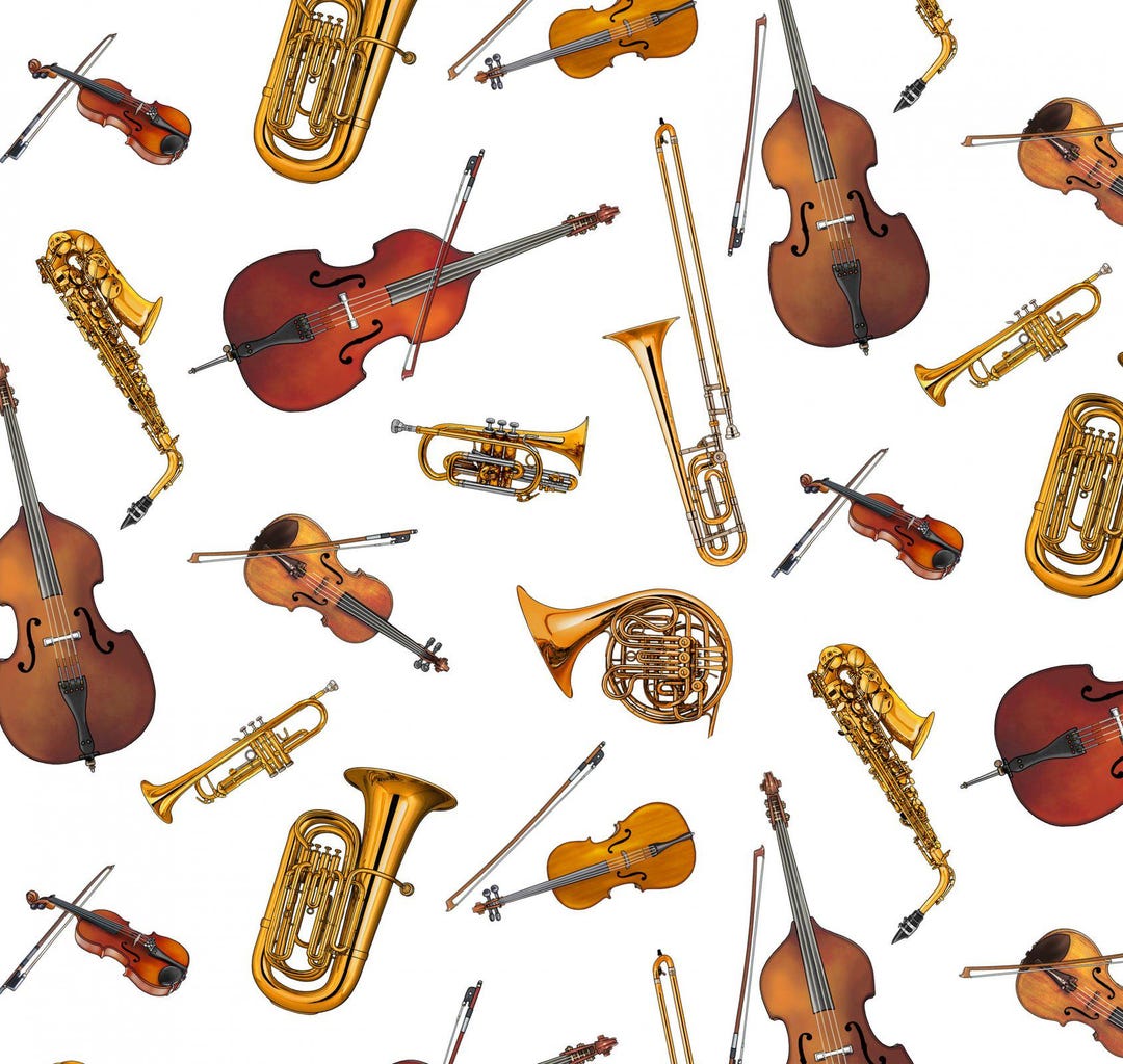 Jazz Instruments 100% Cotton Fabric Continuous Cuts - Es-jazz 649 White ...