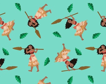 Disney Princess Moana Tropical Islands cotton fabric  100% Cotton - continuous cuts- Licensed Fabric