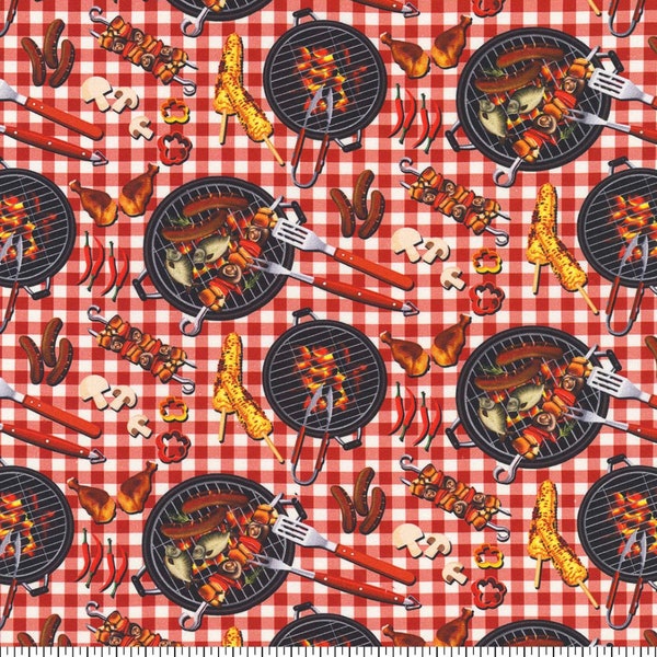 Robert Kaufman Backyard BBQ Cotton Fabric - by the 1/2 yard, 1/4 yard, FQ, continuous cuts- 100% Cotton