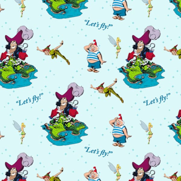 Peter Pan Neverland Cotton Fabric - 100% Cotton - Continuous Cuts - by the 1/4, 1/2 yards, Fat quarters - fast shipping