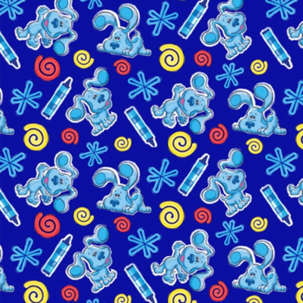 Blue’s Clues school supplies Cotton Fabric- 1/4 yard, 1/2 yard- Fat Quarter - 100% Cotton - continuous cuts