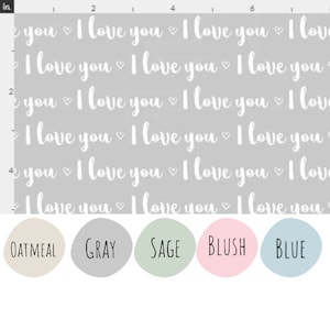 I Love You Words - Multiple Colors Available - Fat Quarters - 100% Cotton - by the 1/4, 1/2 yards - continuous cuts.