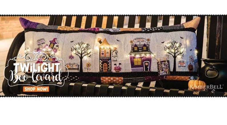Twilight Boo-Levard Bench Pillow KimberBell Designs-KD594 EMBROIDERY CD version