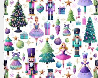 Nutcracker Wonderland Cotton fabric- Nutcracker Fabric-  Fat Quarters - By the 1/2 Yard- 100% Cotton - Continuous Cuts