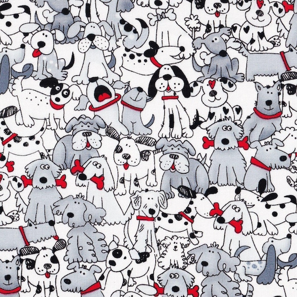 Hi Fashion Playful Pups Dogs Fabric- 100% Cotton- continuous cuts -