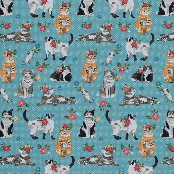 Cat fabric- Fat Quarters, by the 1/4 yard- 100% Cotton - Fast shipping