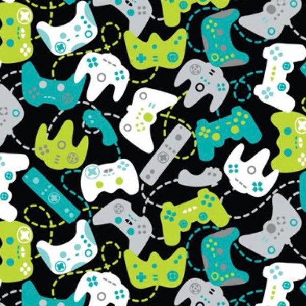 Game on video games fabric- video game controllers-  100% Cotton - 1/2 yd, 1 yard