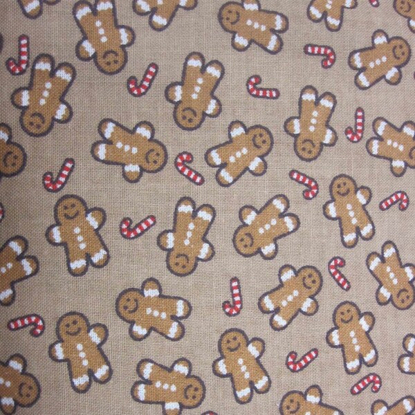 Packed Mini Gingerbread Men cotton fabric - Christmas -by the 1/2 yard- Cotton- holiday- continuous cuts. Camelot fabrics