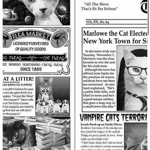 Newspaper Cats Cotton Fabric - 100% Cotton- Continuous Cuts - by the 1/4 or 1/2 yard - Fat Quarters Timeless Treasures CAT-CD6705