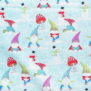 Blue Gnome Yoga Cotton fabric by the 1/2 yard & fat Quarters - By the 1/2 Yard- 100% Cotton -