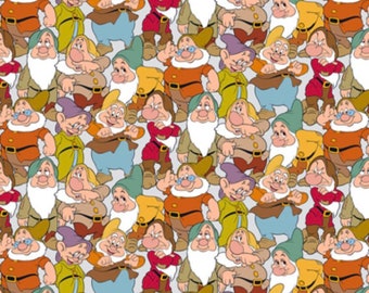 Snow White and the Seven Dwarfs Fabric - Cotton Fabric- 1/4 yard, 1/2 yard, - Fat Quarter - 100% Cotton - continuous cuts