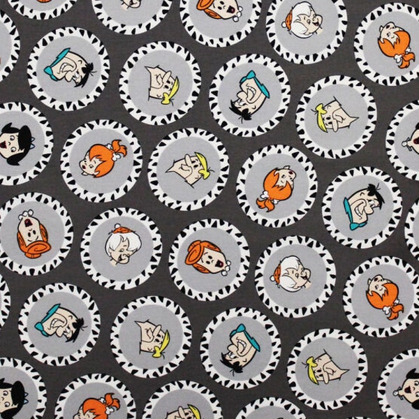 The Flintstone's Character - Family Tokens fabric- 1/4 yard, 1/2 yard,  Fat Quarter - 100% Cotton - Continuous Cuts