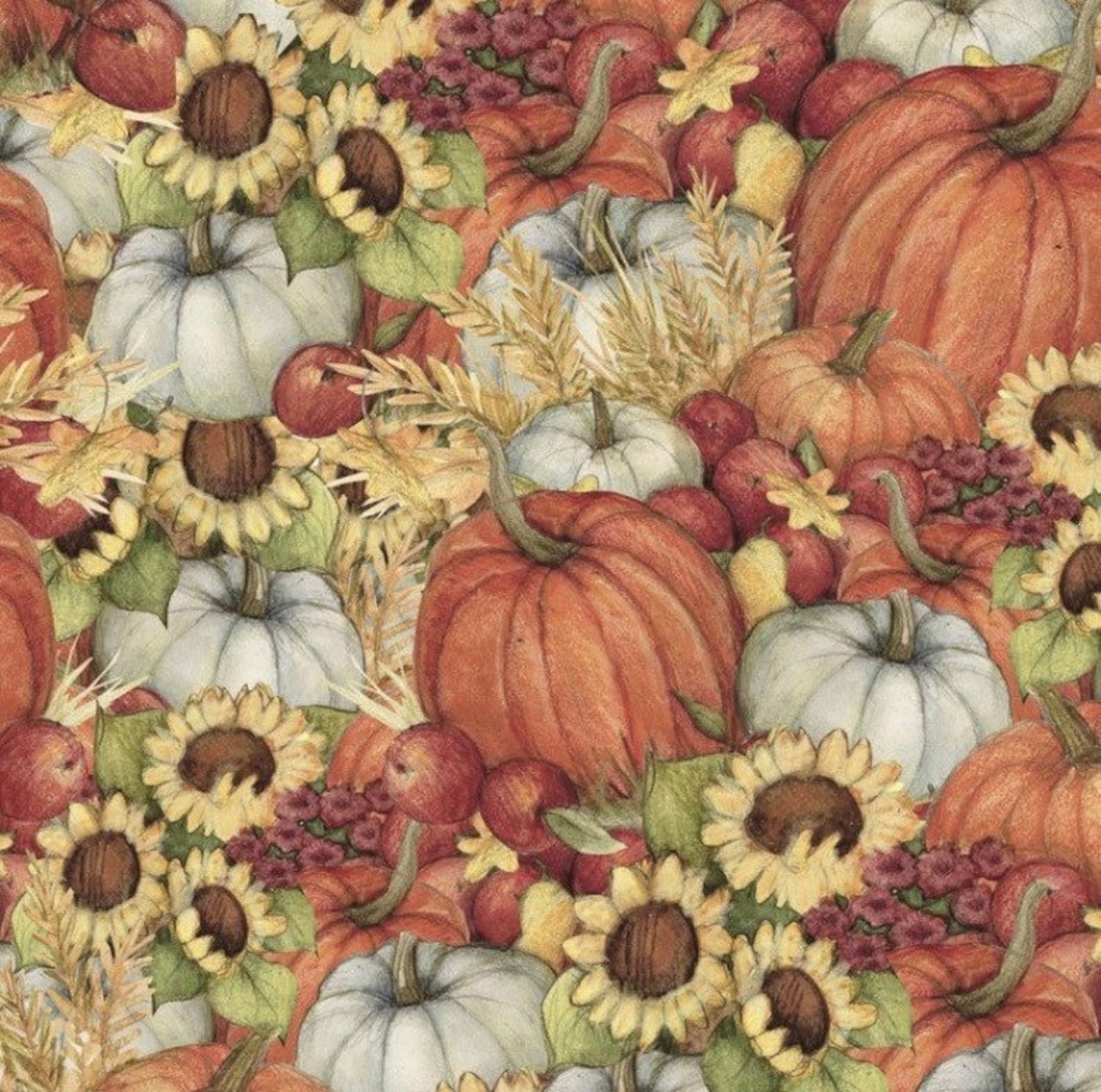Thanksgiving Material Pumpkin Field Fabric - Thanksgiving- Fall- Autumn-100% Cotton - Springs ...