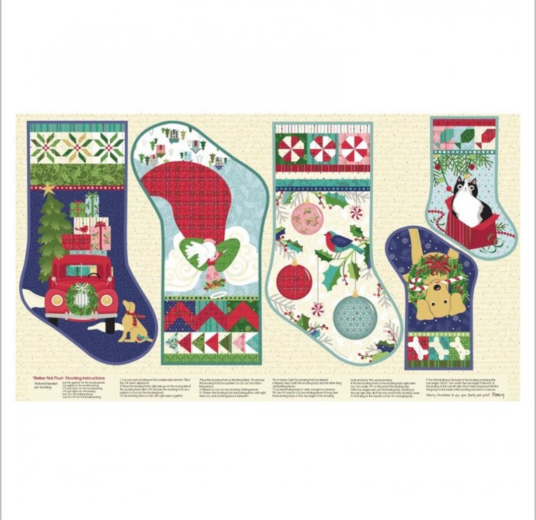 Christmas Stockings Panel Fabric Panel 24x42 Etsy