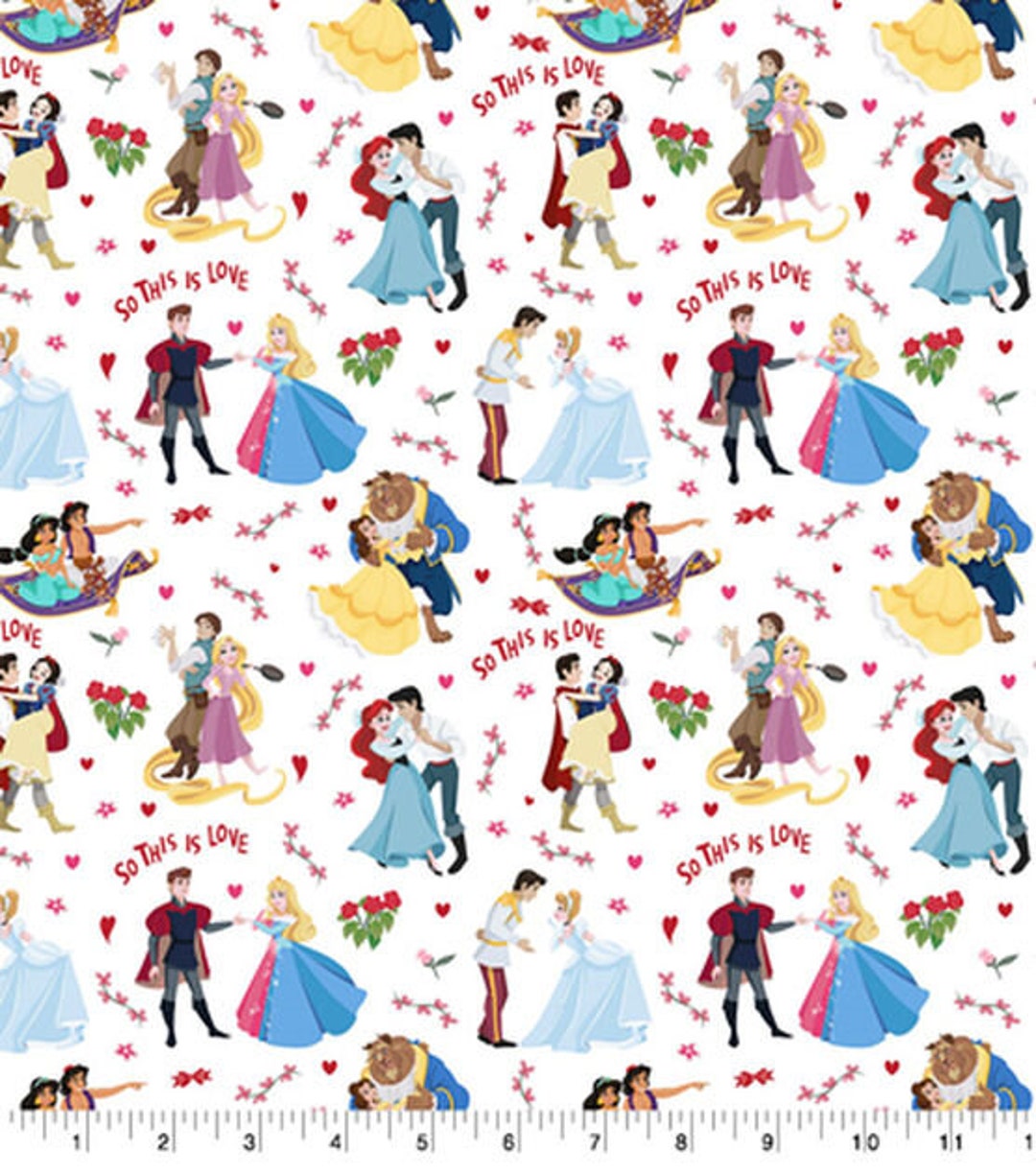 Disney Princess This is Love Fabric 100% Cotton 1/2 Yd, Fat Quarters ...