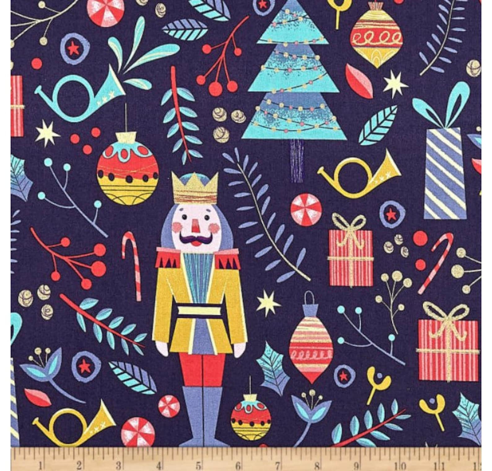 Dark Blue Night of the Nutcracker Fabric Fat Quarters by Etsy